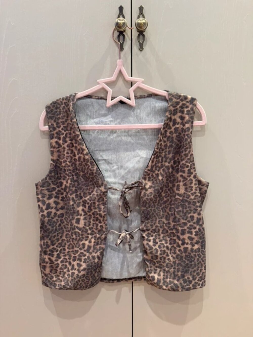 Leopard print tie-front waistcoat